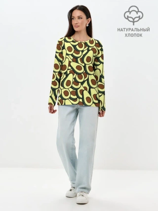 Лонгслив женский. Хлопок / Авокадо