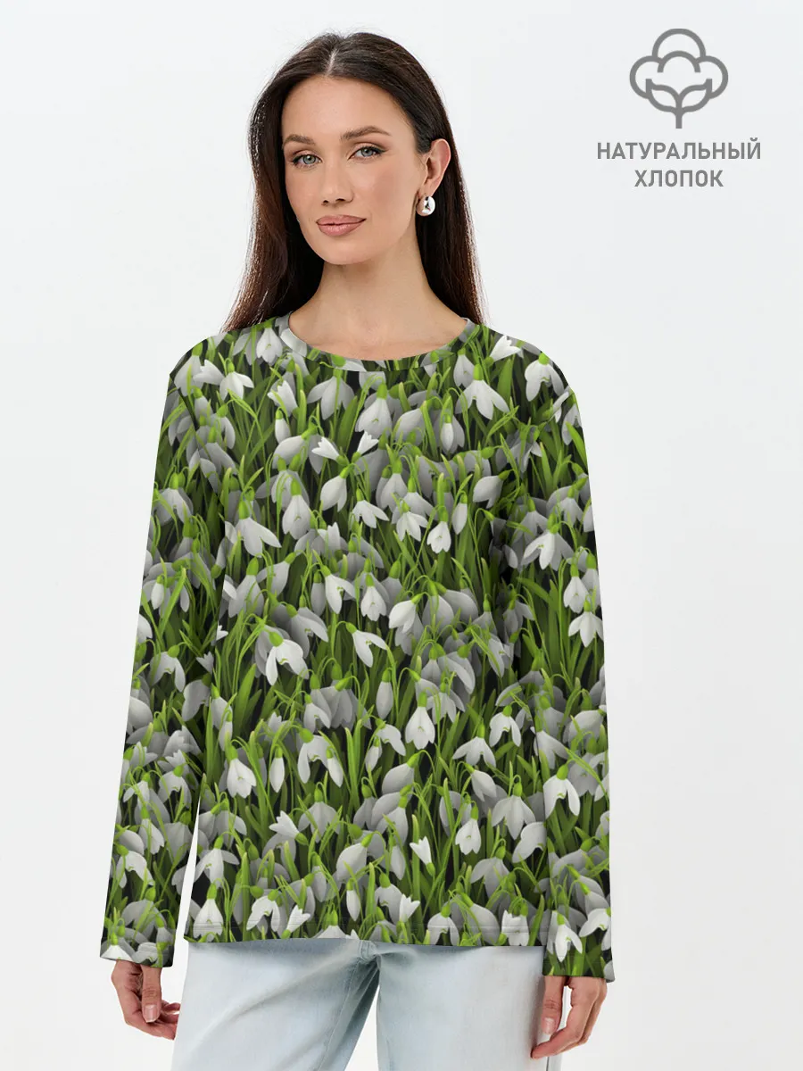 Лонгслив женский. Хлопок / Подснежники