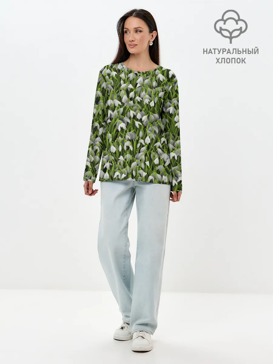 Лонгслив женский. Хлопок / Подснежники