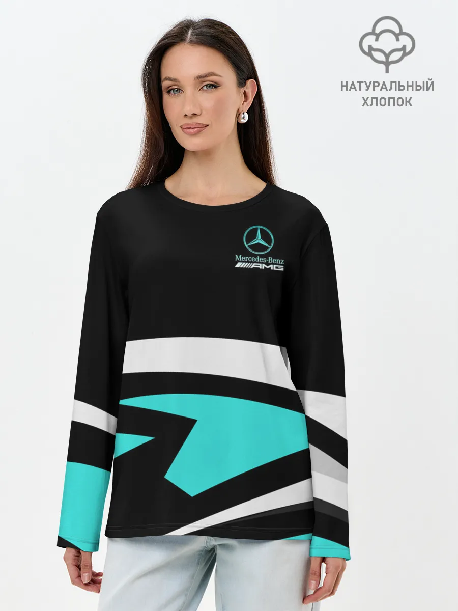 Лонгслив женский. Хлопок / Mercedes-AMG
