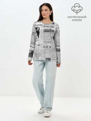 Лонгслив женский. Хлопок / Газета Newspaper