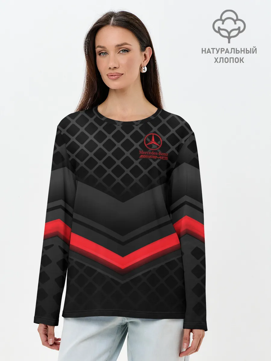 Лонгслив женский. Хлопок / Mercedes-AMG