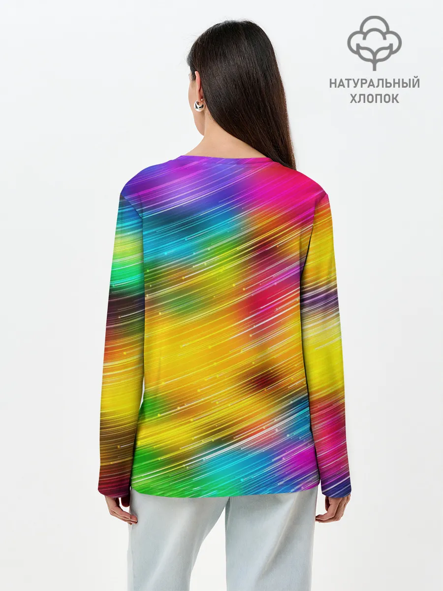 Лонгслив женский. Хлопок / Радужный звездопад