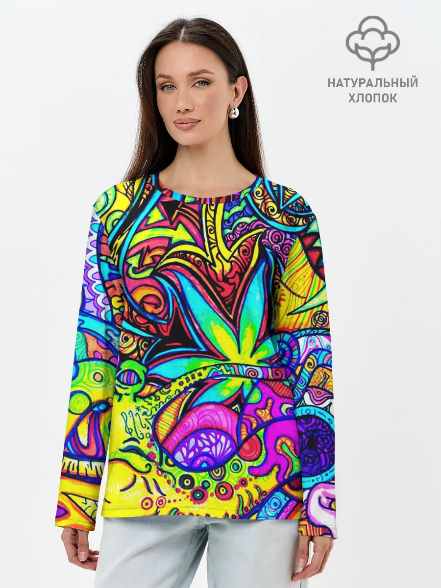 Лонгслив женский. Хлопок / PSY ABSTRACTION