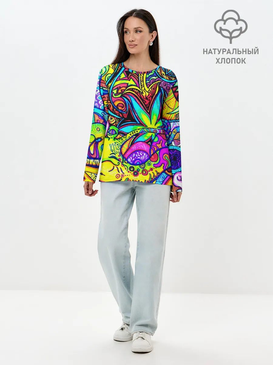Лонгслив женский. Хлопок / PSY ABSTRACTION