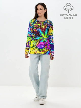 Лонгслив женский. Хлопок / PSY ABSTRACTION