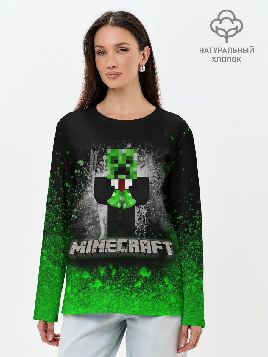 Лонгслив женский. Хлопок / MINECRAFT