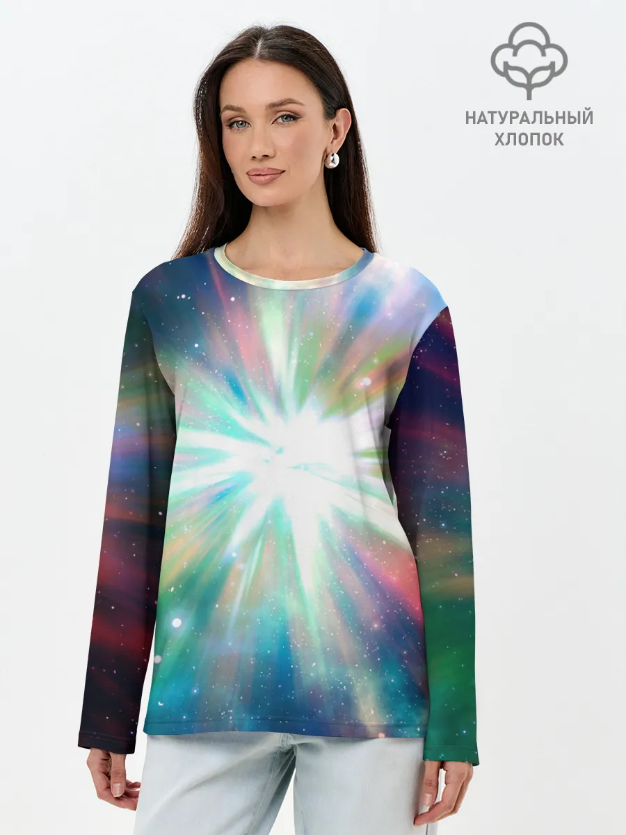 Лонгслив женский. Хлопок / Космическая вспышка