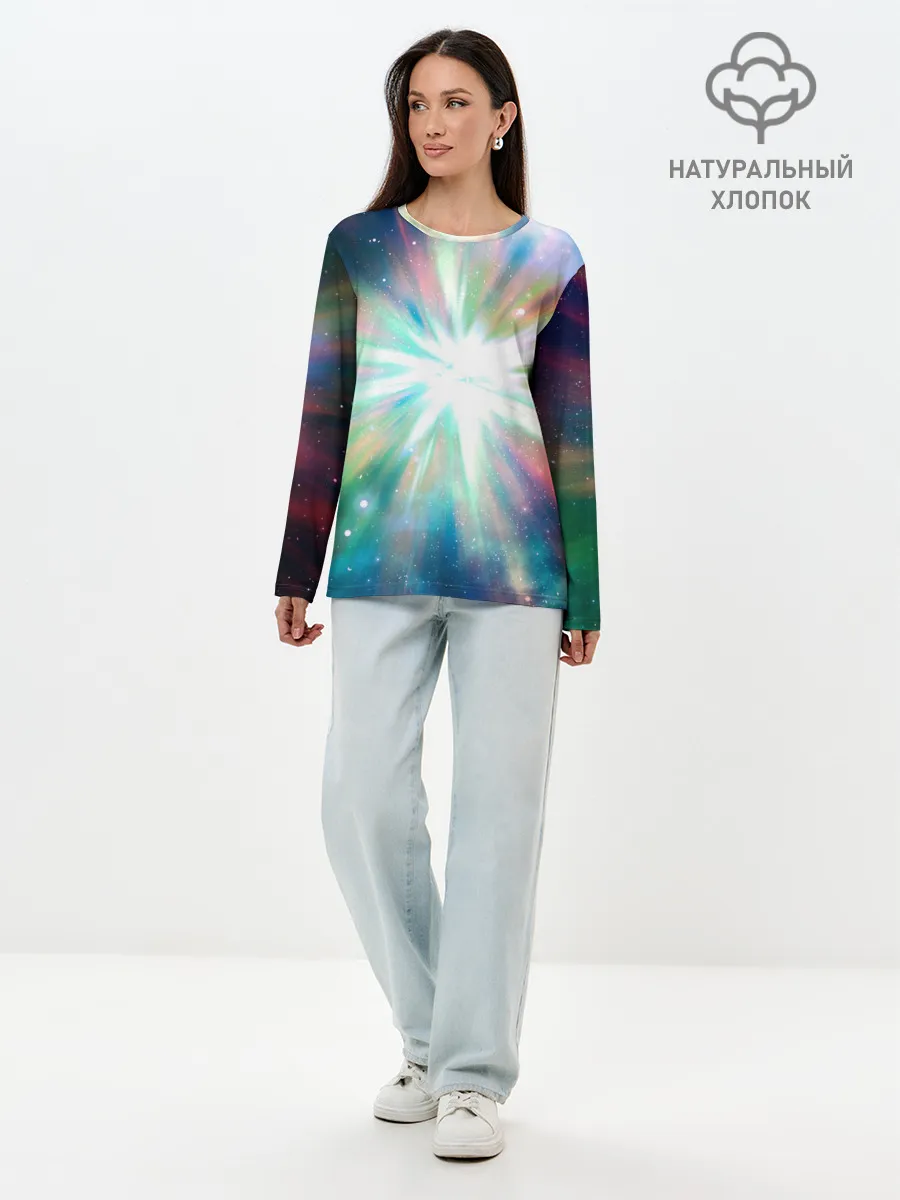 Лонгслив женский. Хлопок / Космическая вспышка