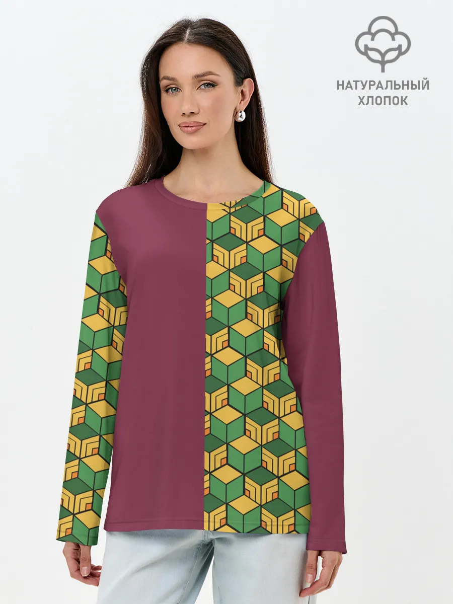 Лонгслив женский. Хлопок / ГИЮ ТОМИОКА / KIMETSU NO YAIBA