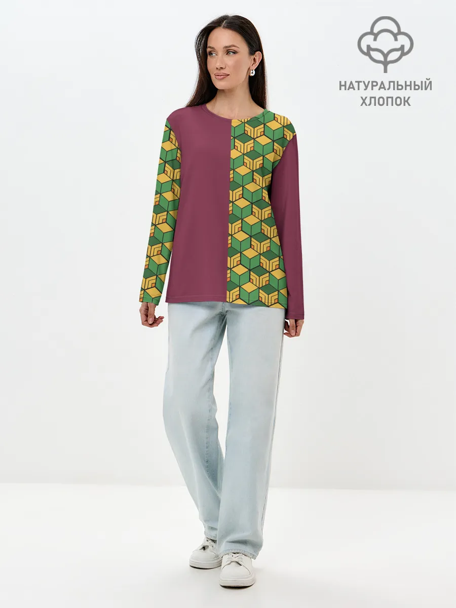 Лонгслив женский. Хлопок / ГИЮ ТОМИОКА / KIMETSU NO YAIBA