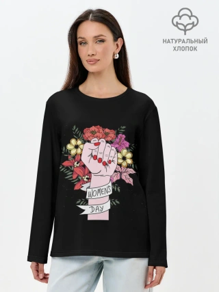 Лонгслив женский. Хлопок / 8 марта