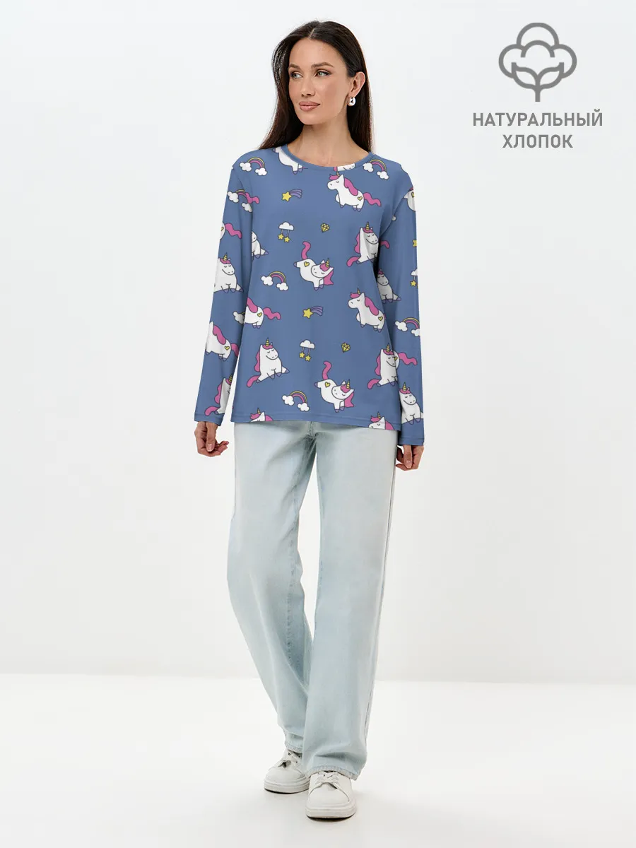 Лонгслив женский. Хлопок / Сон единорога