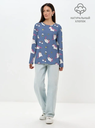 Лонгслив женский. Хлопок / Сон единорога