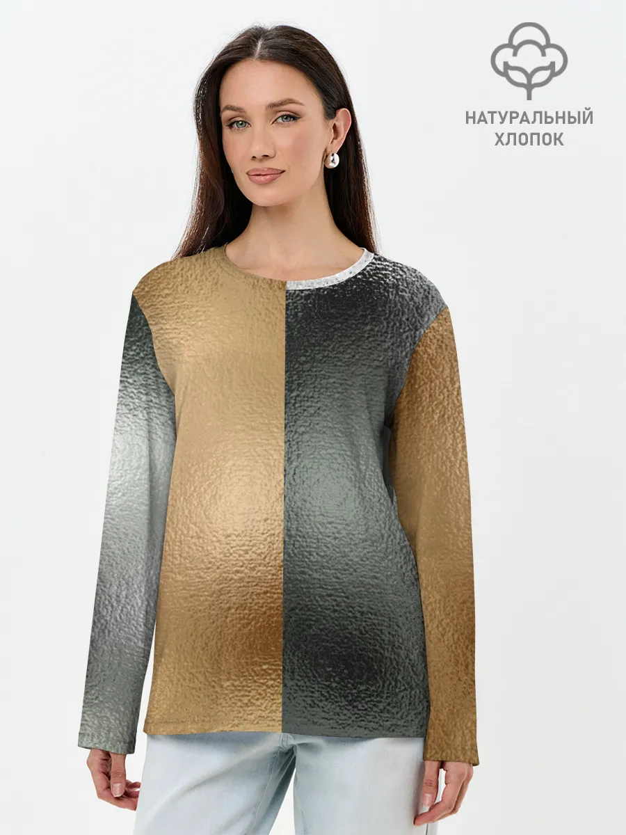 Лонгслив женский. Хлопок / Золото и Серебро