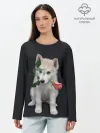 Лонгслив женский. Хлопок / Щенок в подарок
