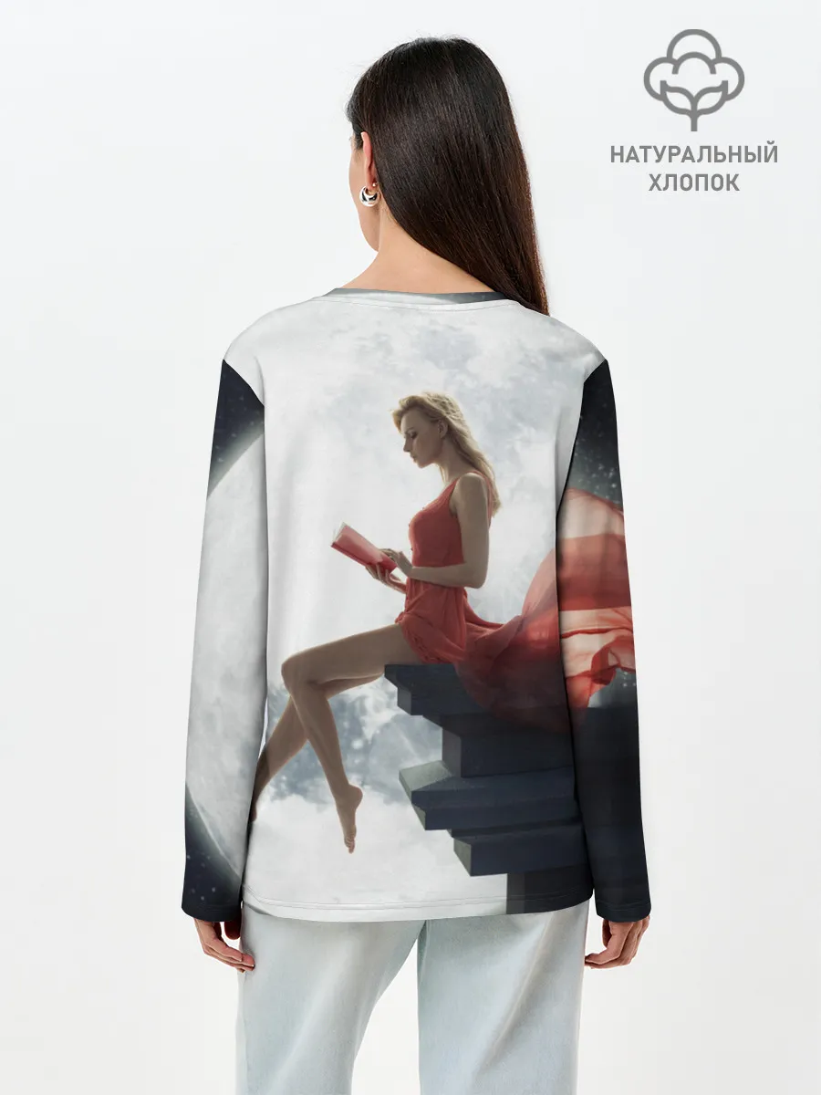 Лонгслив женский. Хлопок / На Луне
