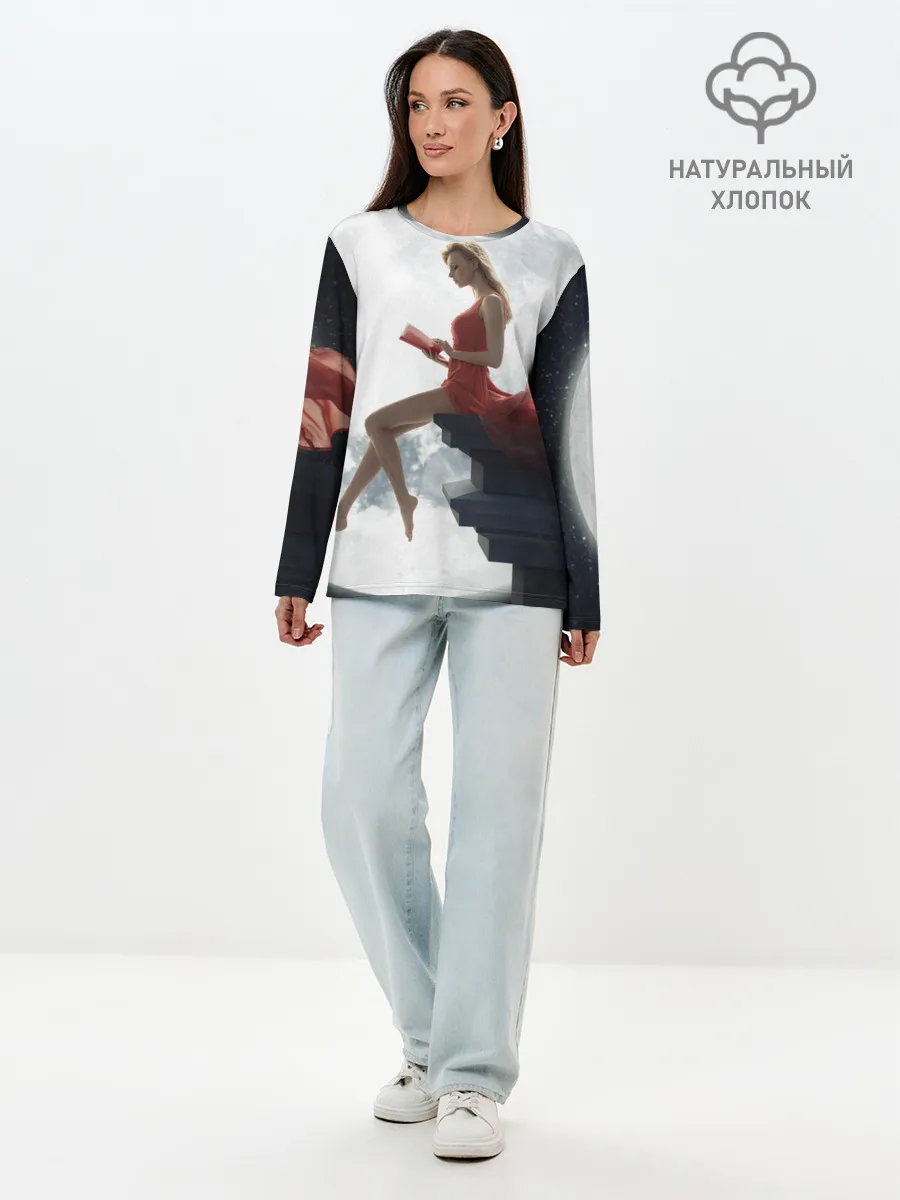 Лонгслив женский. Хлопок / На Луне