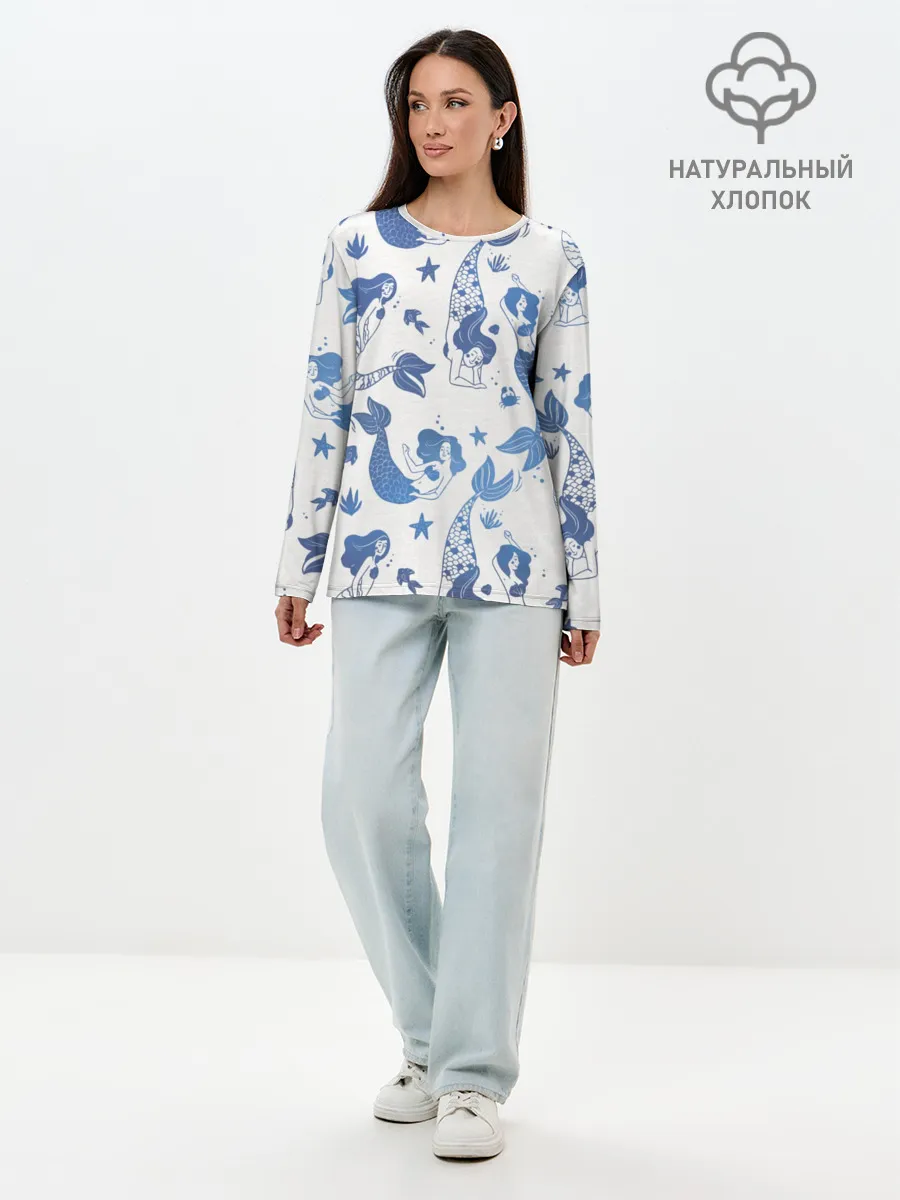 Лонгслив женский. Хлопок / Мир русалок