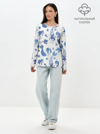 Лонгслив женский. Хлопок / Мир русалок