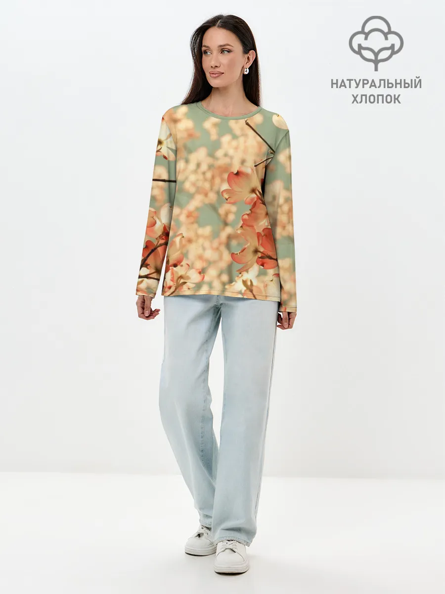 Лонгслив женский. Хлопок / Flowers