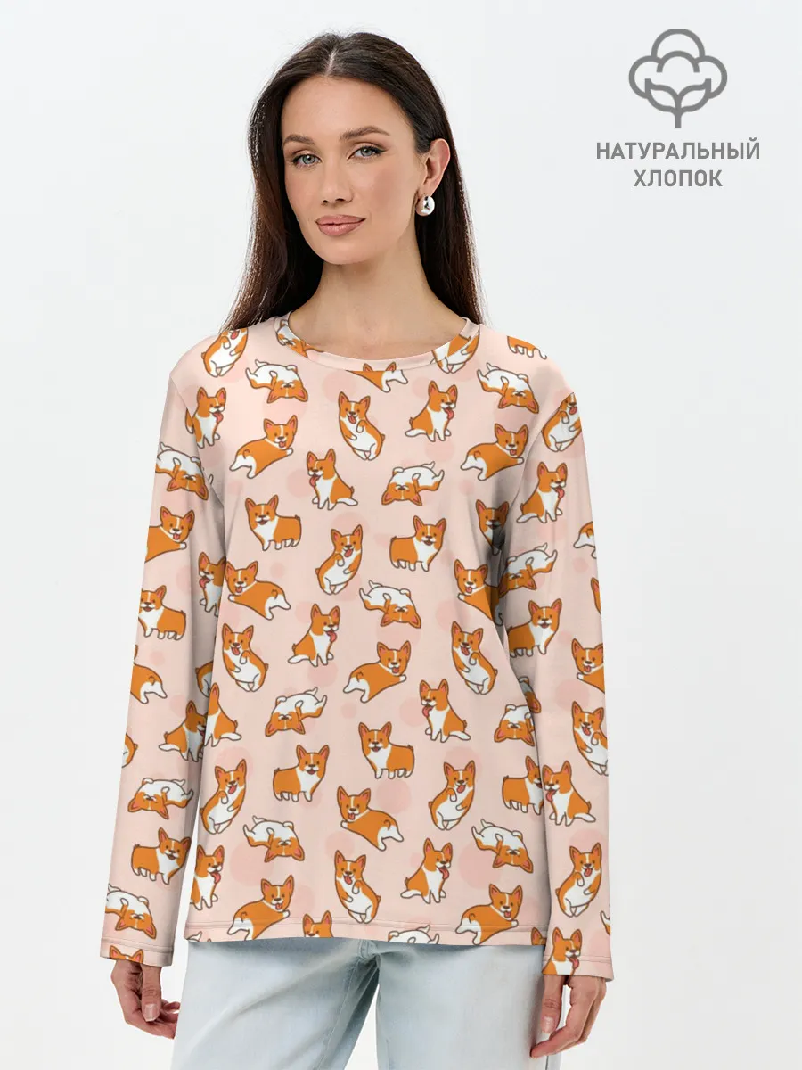 Лонгслив женский. Хлопок / Корги