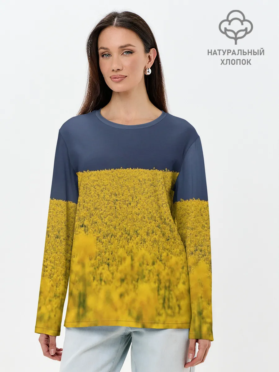 Лонгслив женский. Хлопок / Рапсовое поле
