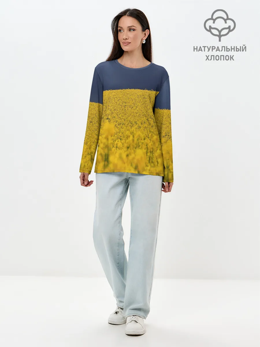 Лонгслив женский. Хлопок / Рапсовое поле