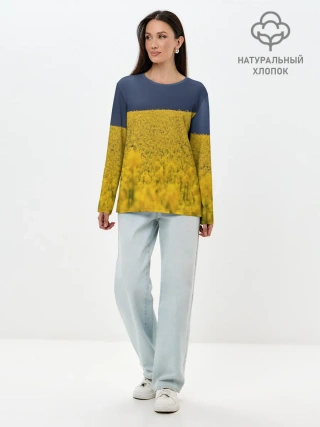 Лонгслив женский. Хлопок / Рапсовое поле