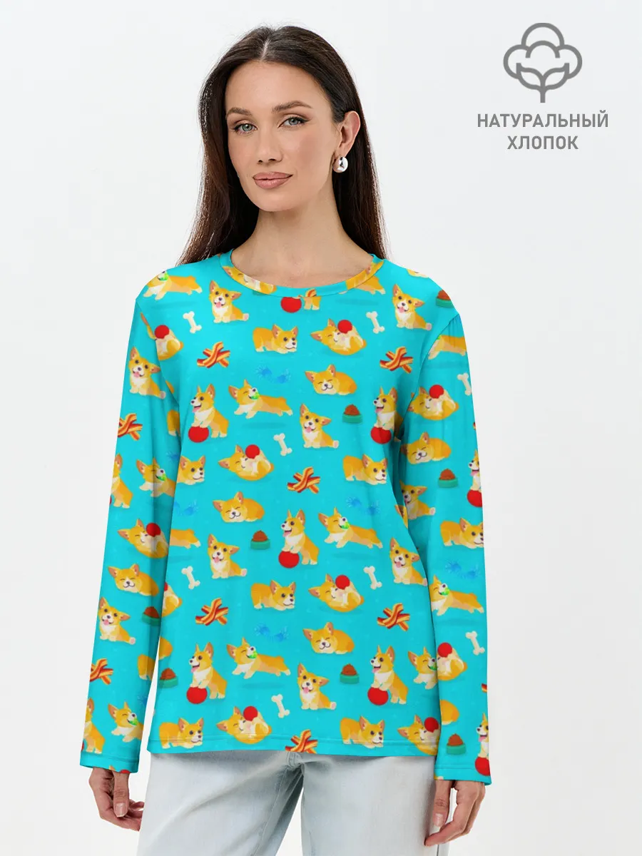 Лонгслив женский. Хлопок / Корги