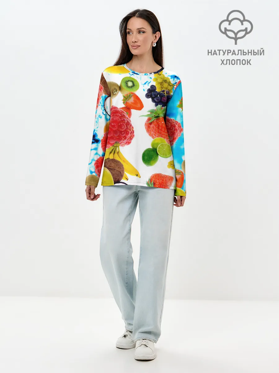 Лонгслив женский. Хлопок / фрукты
