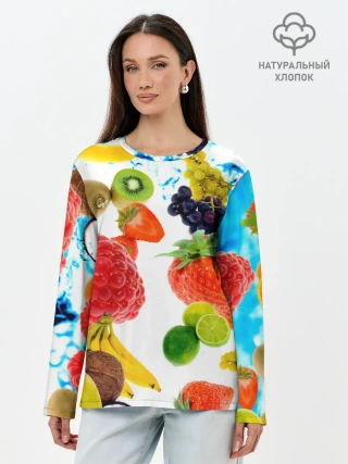 Лонгслив женский. Хлопок / фрукты