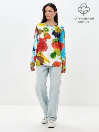 Лонгслив женский. Хлопок / фрукты