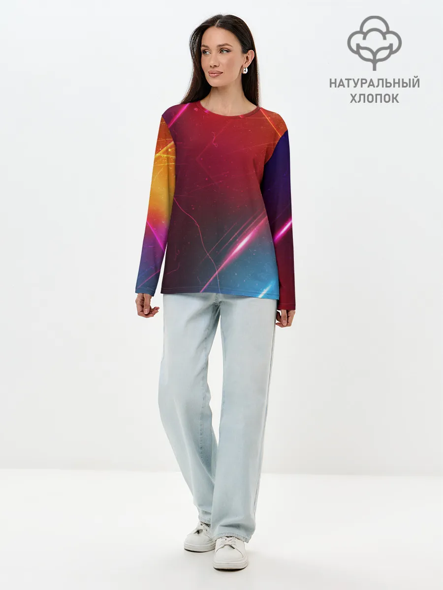 Лонгслив женский. Хлопок / НЕОНОВАЯ АБСТРАКЦИЯ