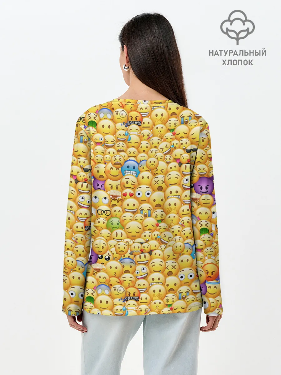Лонгслив женский. Хлопок / Смайлики Emoji