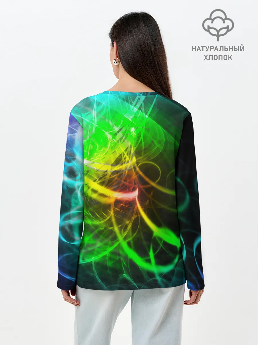 Лонгслив женский. Хлопок / ЗЕЛЕНЫЙ НЕОН