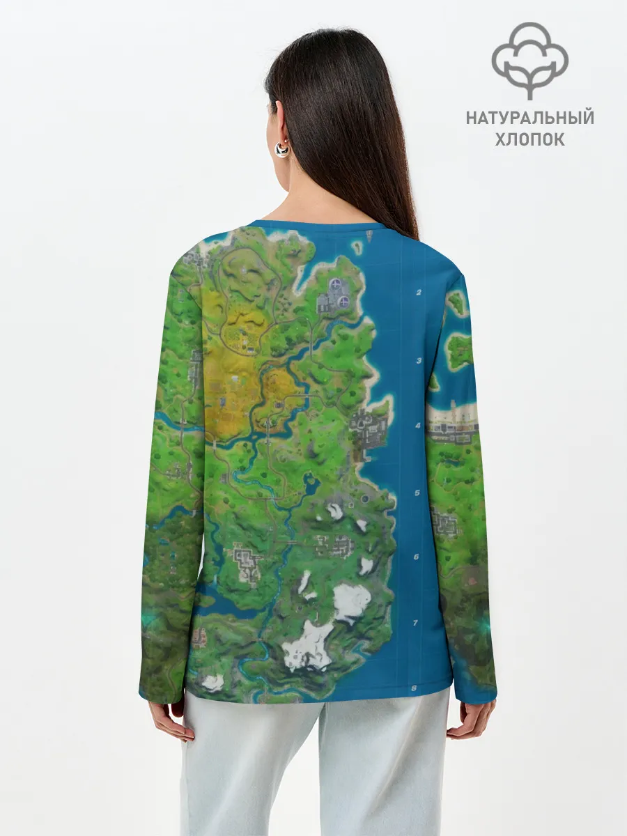 Лонгслив женский. Хлопок / Fortnite карта