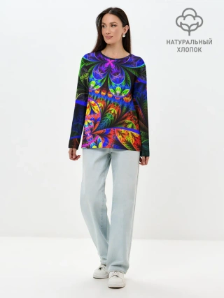 Лонгслив женский. Хлопок / ФРАКТАЛЬНЫЙ НЕОН