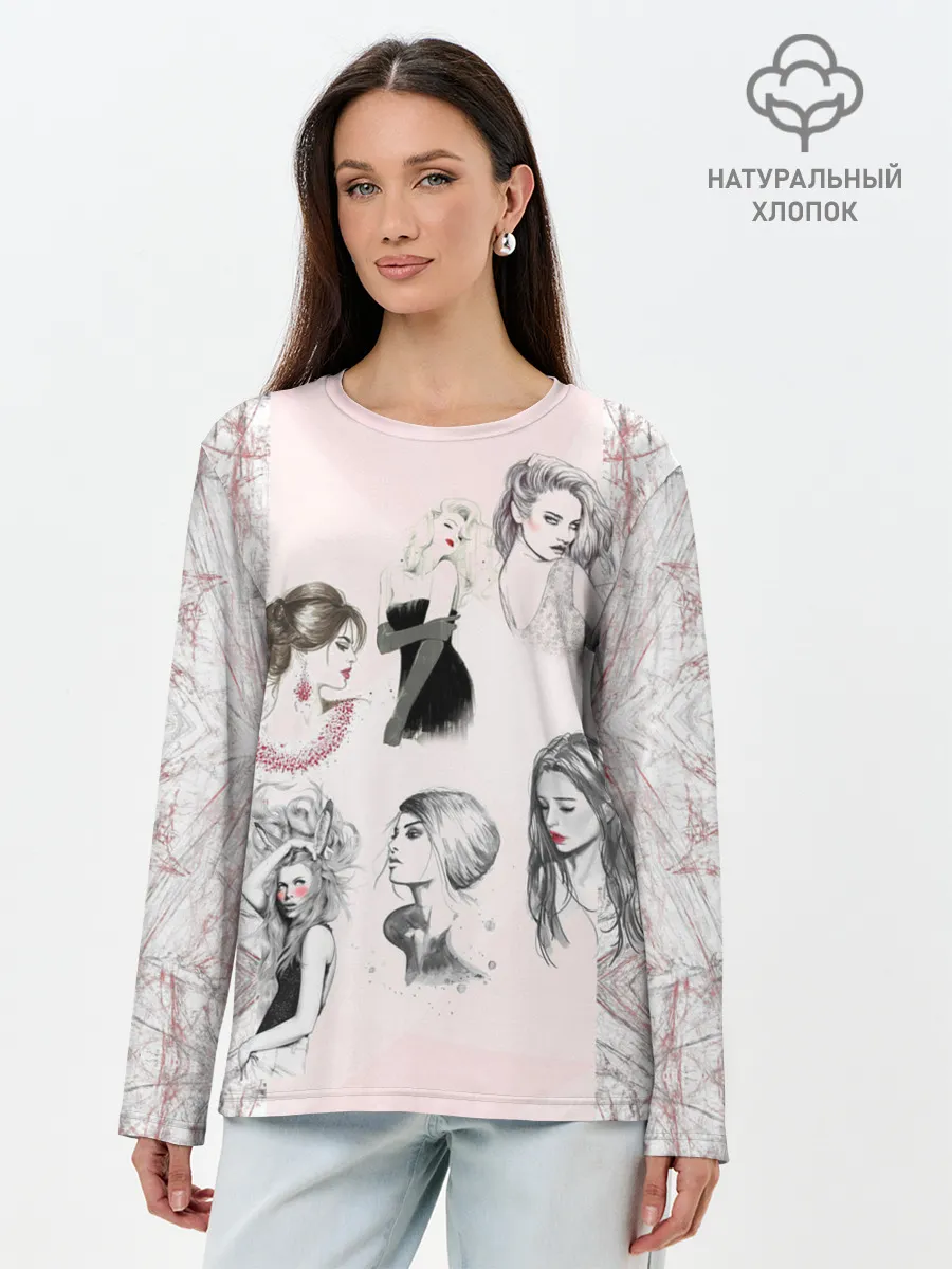 Лонгслив женский. Хлопок / 8 марта