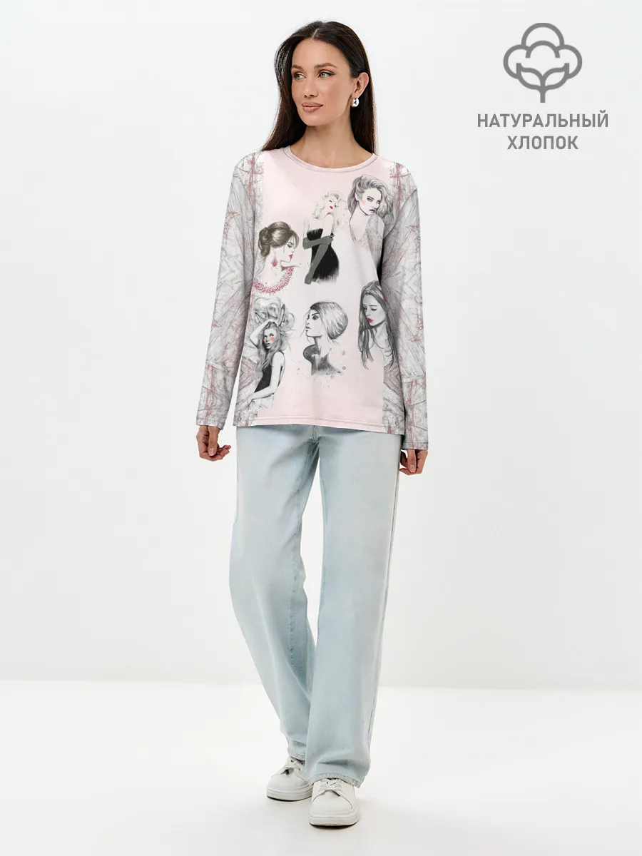 Лонгслив женский. Хлопок / 8 марта