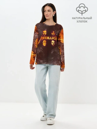 Лонгслив женский. Хлопок / Metallica | Fire Rock