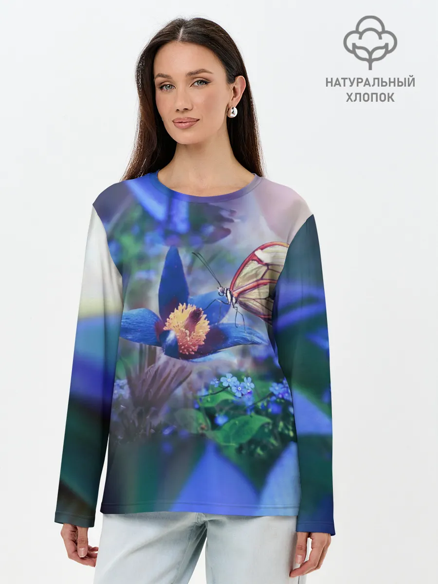 Лонгслив женский. Хлопок / Бабочка