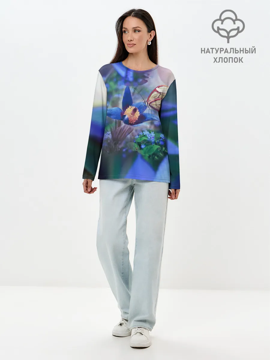 Лонгслив женский. Хлопок / Бабочка