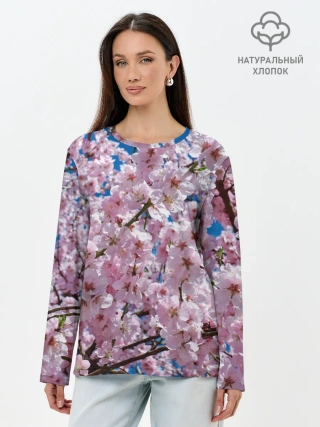 Лонгслив женский. Хлопок / Цветущая Сакура