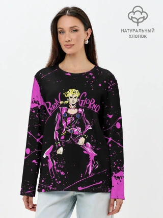 Лонгслив женский. Хлопок / Кира джоджо фиолетовые брызги