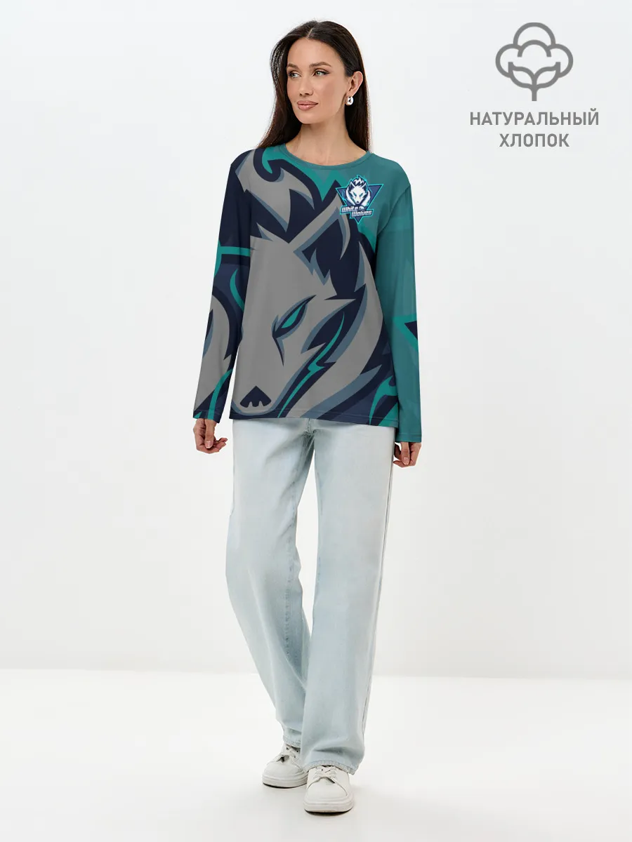 Лонгслив женский. Хлопок / Форма White wolves