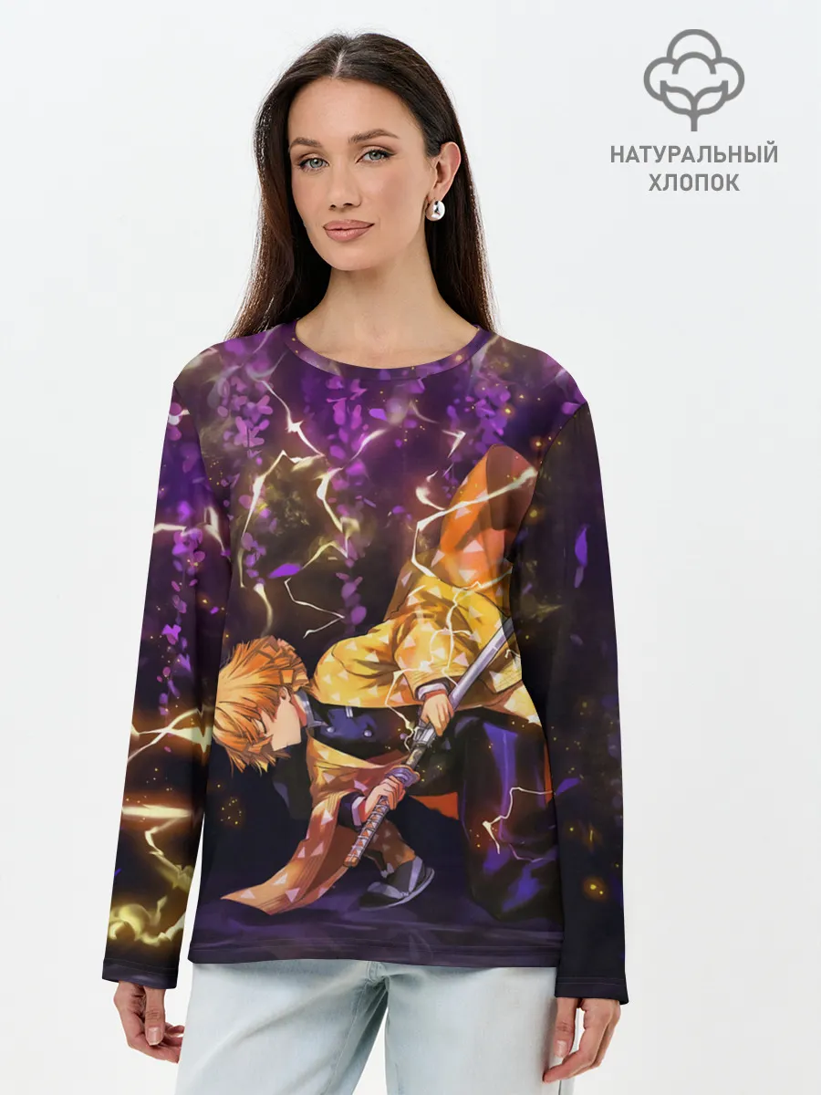 Лонгслив женский. Хлопок / Kimetsu no yaiba готовится