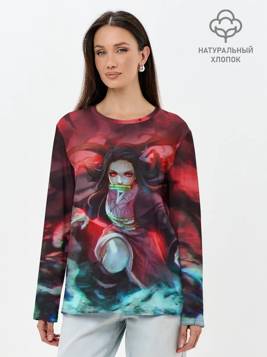 Лонгслив женский. Хлопок / НЕЗУКО КАМАДО