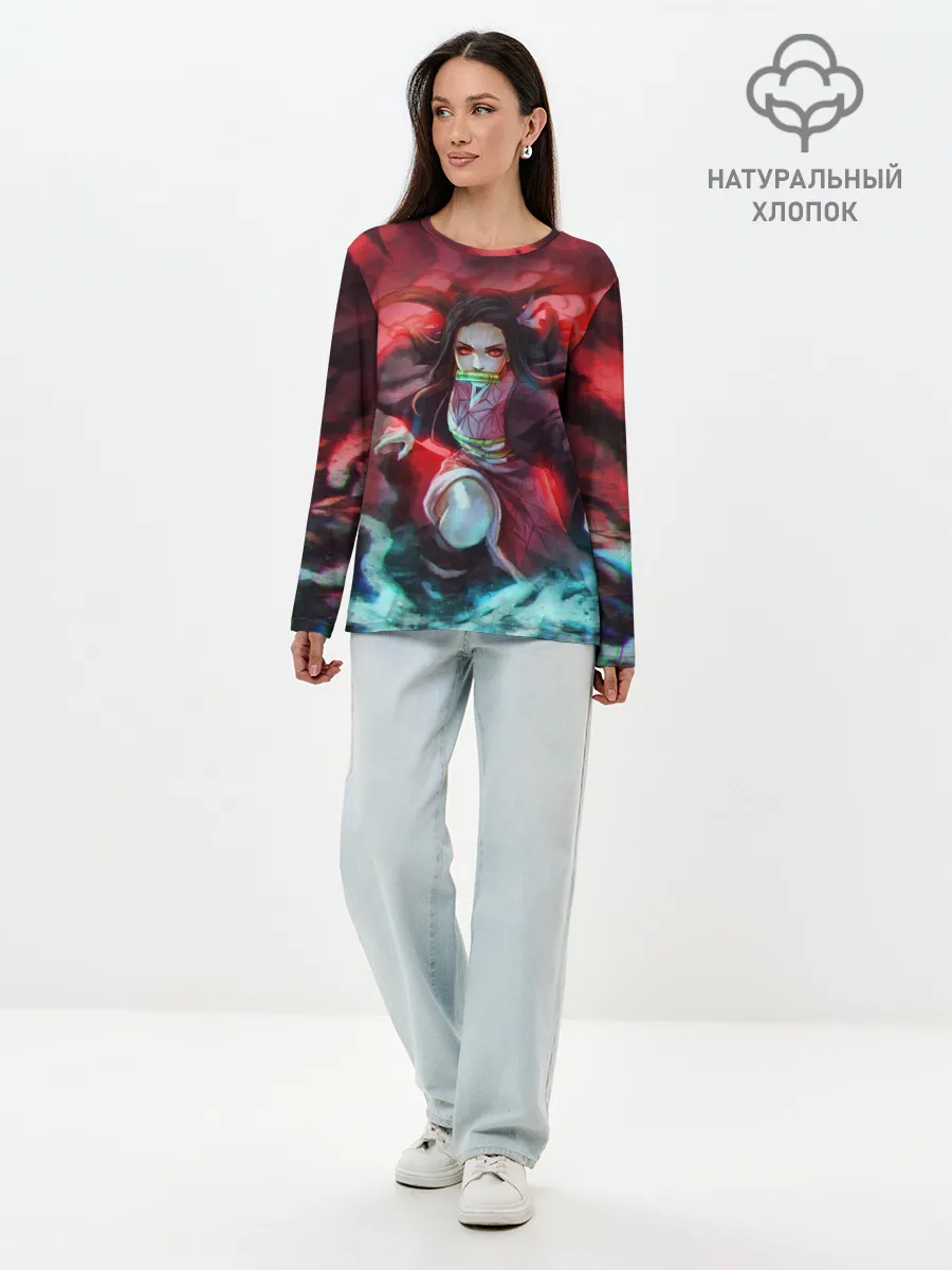 Лонгслив женский. Хлопок / НЕЗУКО КАМАДО