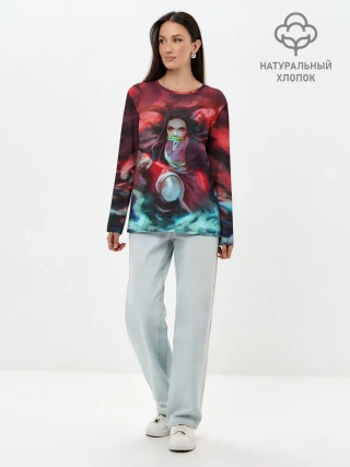 Лонгслив женский. Хлопок / НЕЗУКО КАМАДО